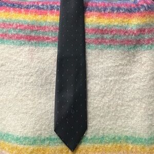 Dior Black Silk Tie with Subtle Blue/Pink Dot Pattern